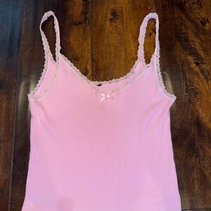 H&M Pink Lace Trim Tank Top